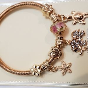 Charm bracelet star tortoise heart beads